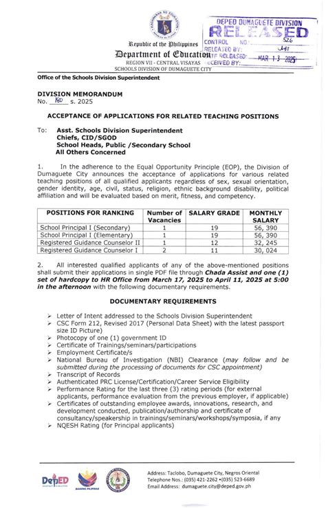 DepEd Dumaguete Teacher Applicants .